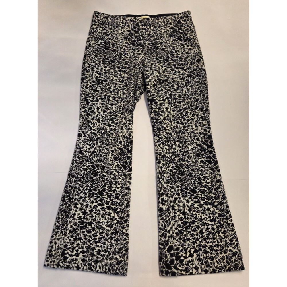Maeve Anthropologie The Margot Pants XSP Black White Floral Flare Stretch Comfy